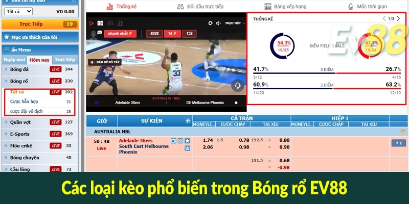 Các loại kèo phổ biến trong Bóng rổ EV88