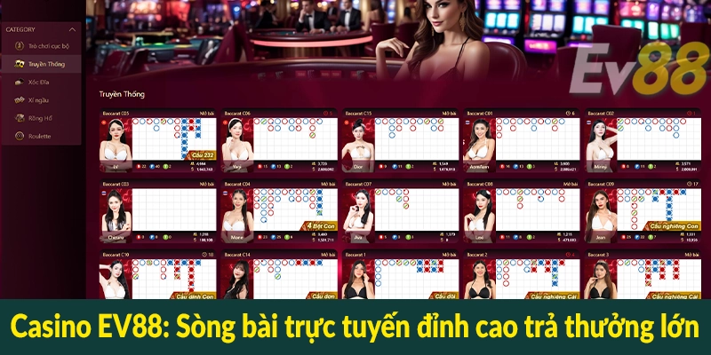 Casino EV88: Sòng bài trực tuyến đỉnh cao trả thưởng lớn