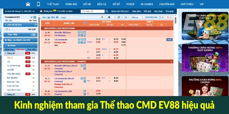 Kinh nghiệm tham gia Thể thao CMD EV88 hiệu quả