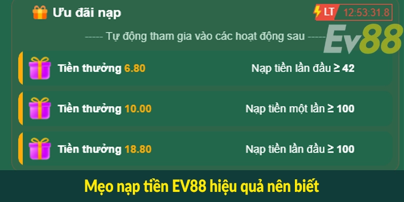 Mẹo nạp tiền EV88 hiệu quả nên biết