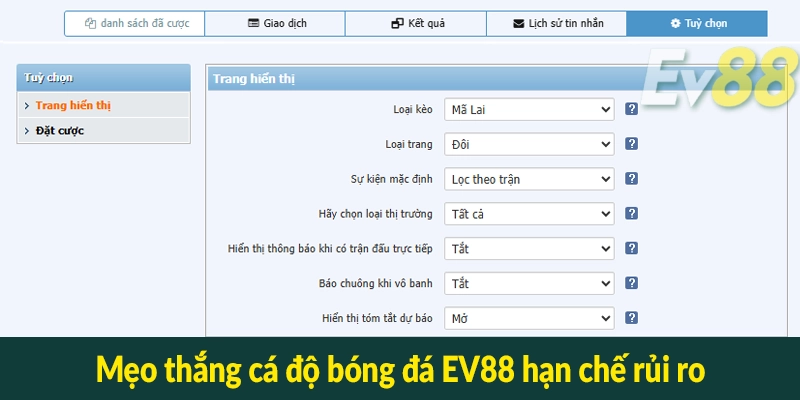 Mẹo thắng cá độ bóng đá EV88 hạn chế rủi ro