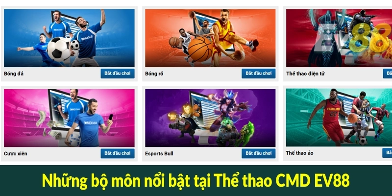 Những bộ môn nổi bật tại Thể thao CMD EV88