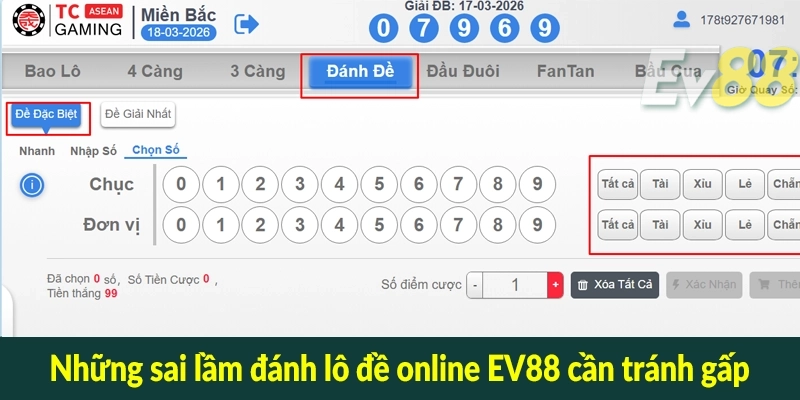 Những sai lầm đánh lô đề online EV88 cần tránh gấp