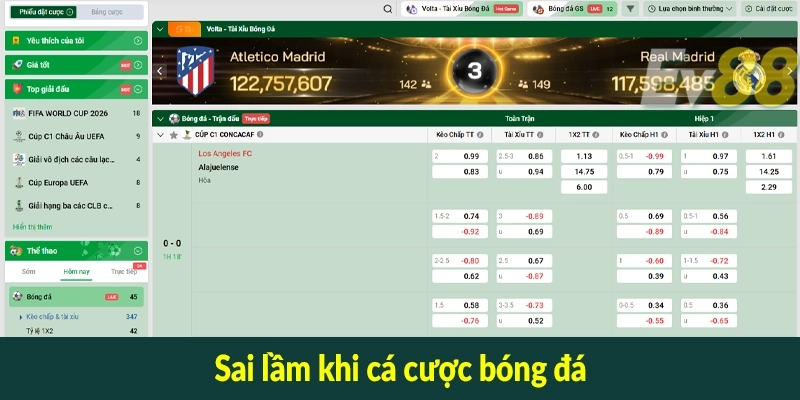 Sai lầm khi cá cược bóng đá