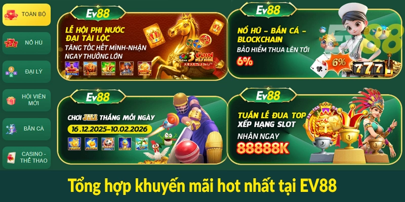 Tổng hợp khuyến mãi hot nhất tại EV88