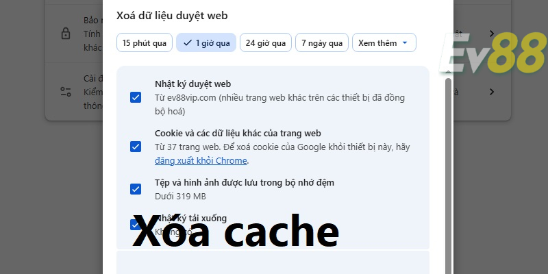 Xóa cache