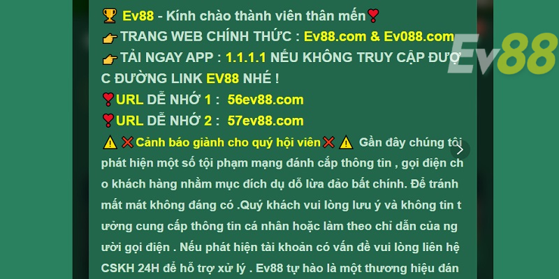 nên vào đúng sảnh EV88 chính thức
